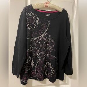 Catherines Black Top with Pink Trim